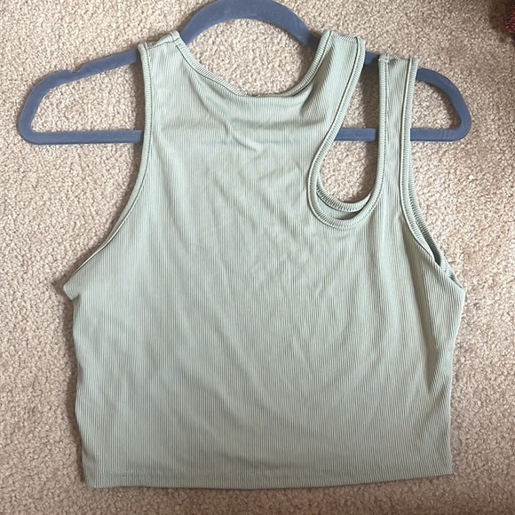 Earthy blue-green tank with an off the shoulder piece US size L - Picture 2 of 6